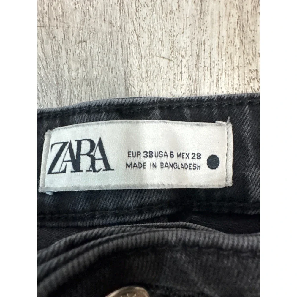 Zara Womens Black High Waisted Flare Bell Bottom Jeans Size 6